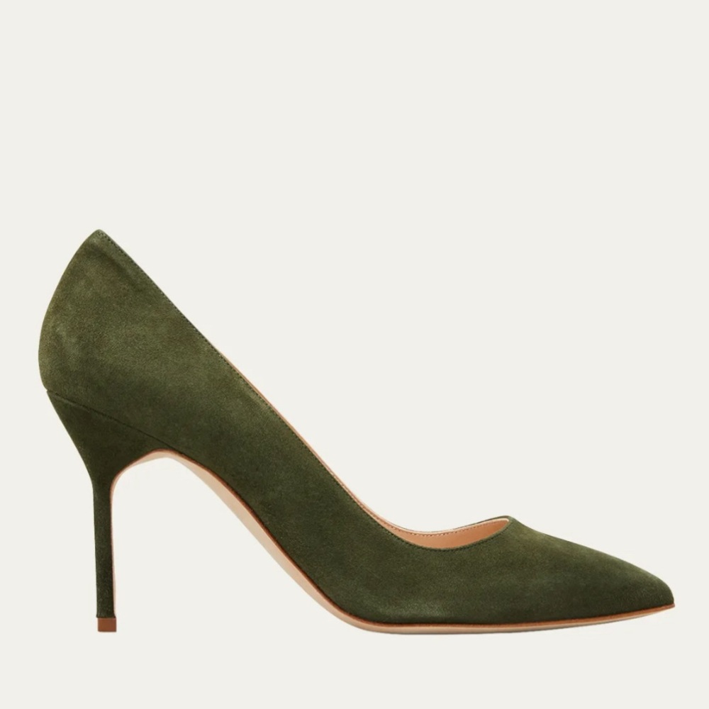 Manolo Blahnik Green Suede Pumps
